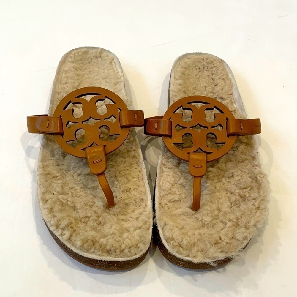 TORY BURCH MILLER CLOUD SHEARLING 9 congac